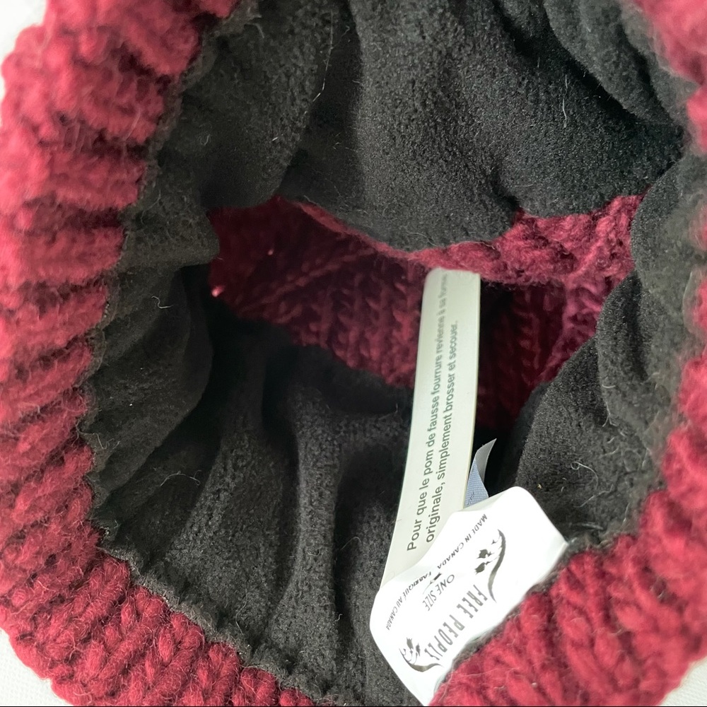 SOLD - Free People NWT Pinnacle Pom Beanie Maroon Knit - Picture 6 of 7